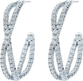 18kt white gold diamond Fidelity petite hoop earrings
