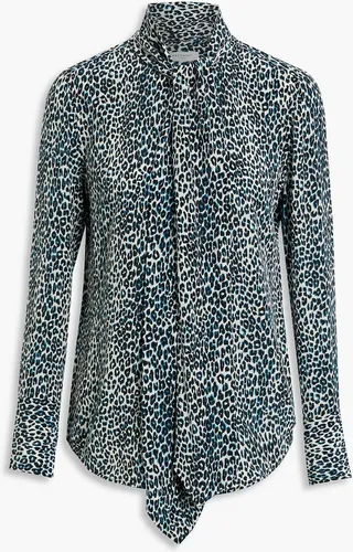 Luis tie-neck leopard-print silk crepe blouse
