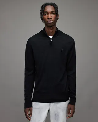 Mode Merino Zip Funnel Sweater - Black