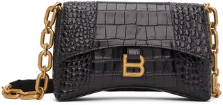 Balenciaga Black Croc XS Downtown Shoulder Bag