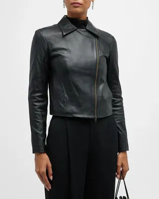 Leather Zip-Front Jacket