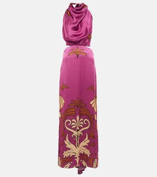 Floral silk maxi dress
