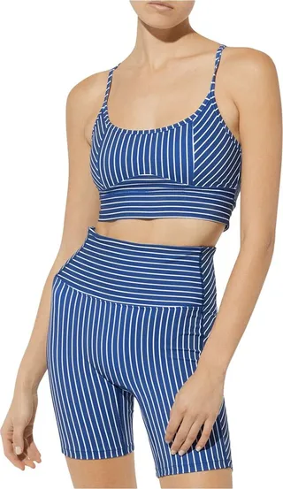 Womens Striped Fitness Bike Short