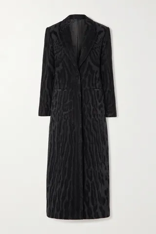 Givenchy - Leopard-jacquard Wool Coat - Gray