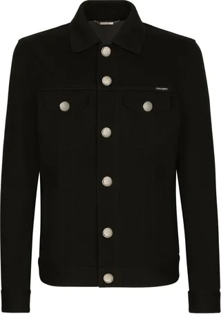 Embossed-Button Denim Jacket