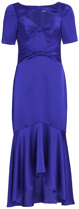 Veronica Satin Bow Midi Dress