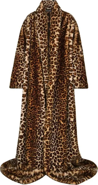 KIM DOLCE&GABBANA leopard-print floor-length coat