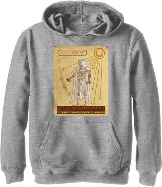 Boy's Marvel: Moon Knight Ancient Egyptian Portrait Pull Over Hoodie - Athletic Heather - Large