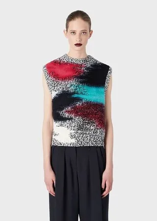Intarsia-knit cashmere gilet