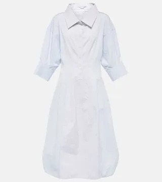 Cotton poplin midi shirt dress