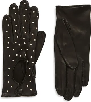 Studded Imitation Pearl Driver Gloves