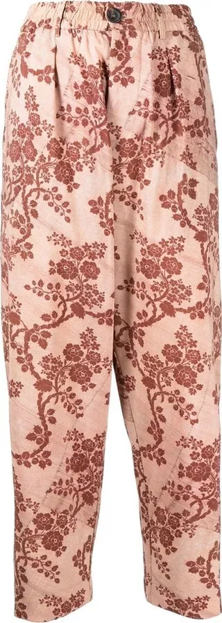 Floral-Print Straight Trousers