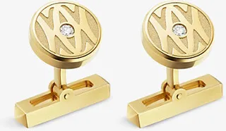 Mens Yellow Gold Double C de 18ct Yellow-gold and 0.10ct Brilliant-cut Diamond Cufflinks