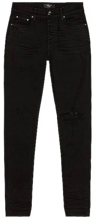 Amiri Broken Skinny Jean in Black