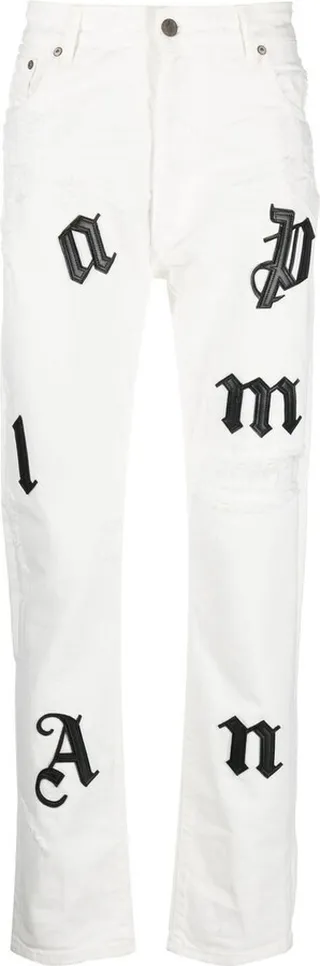 Logo-Patch Distressed Jeans
