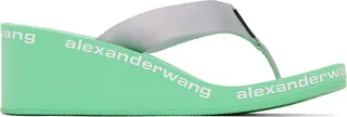 Alexander Wang Green AW Wedge Flip Flop Sandals
