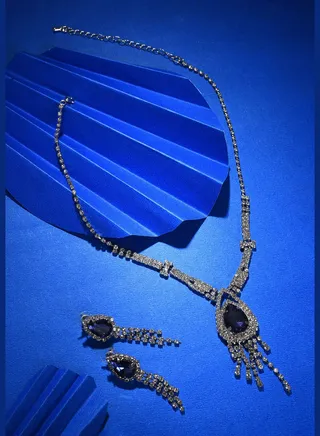 Pack of 3 Silver Plated American Diamond Necklace and Earring Set