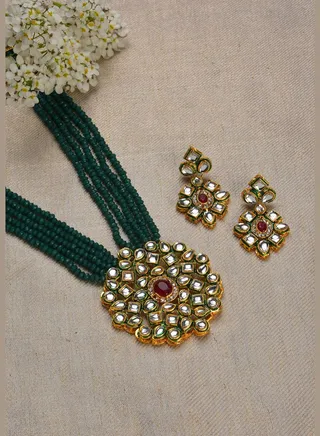Gold Plated Designer Stone Necklace Set