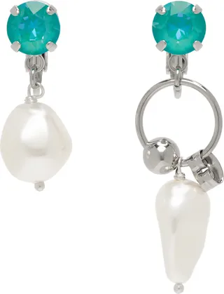 Justine Clenquet SSENSE Exclusive Silver & Blue Stan Earrings