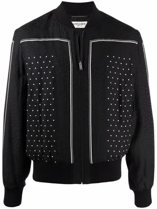Polka-Dot Pattern Bomber Jacket