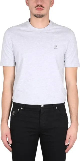 Brunello Cucinelli Logo Embroidered Crewneck T-Shirt