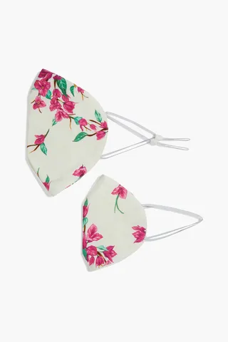 Mommy & Mini set of two floral-print crepe face masks