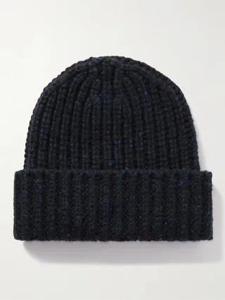 Ribbed Donegal Cashmere Beanie