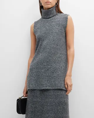 Rib-Knit Turtleneck Sweater Vest