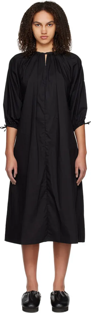 Deiji Studios Black 'The Drawstring' Midi Dress