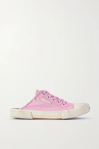 Balenciaga - Paris High Distressed Rubber And Cotton-canvas Slip-on Sneakers - Pink