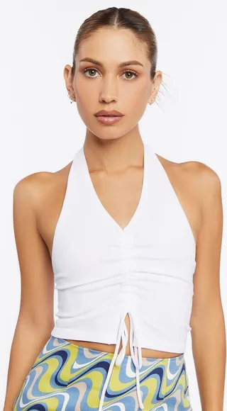Ruched Halter Crop Top