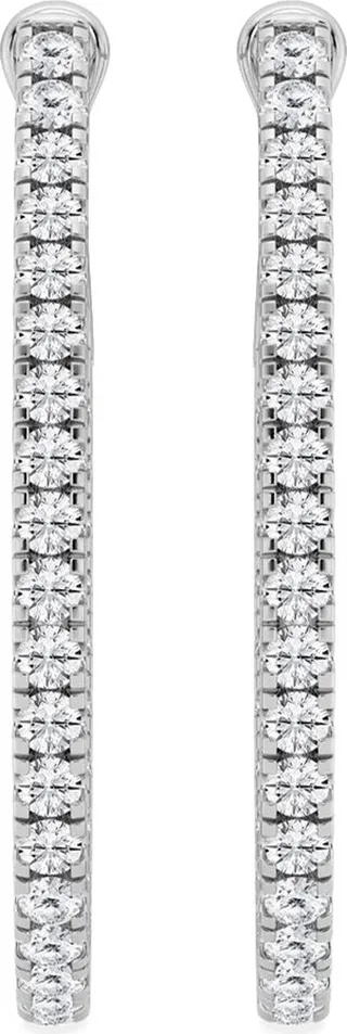 White Gold Lab Created Diamond Hoop Earrings - 2.00 ctw