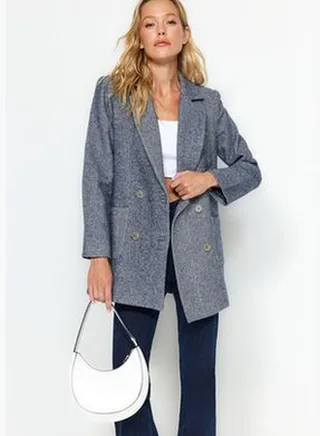Anthracite Regular Lined Woven Blazer Jacket TWOAW24BC00015