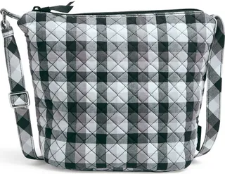 Vera Bradley Women's Recycled Cotton Bucket Crossbody Bag Kingbird Plaid