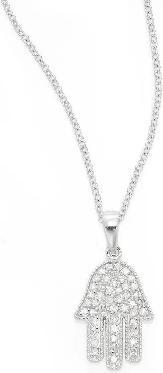 Women's Diamond & 14K White Gold Hamsa Pendant Necklace