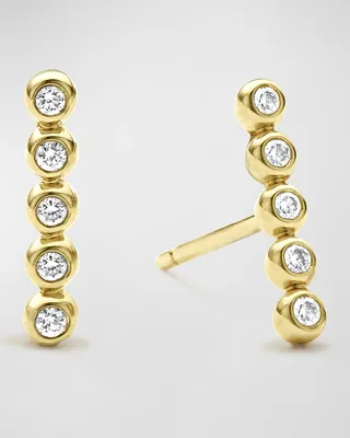 18K Gold and Diamond Linear Stud Earrings