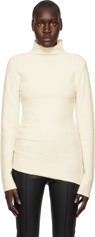 Helmut Lang Off-White Asymmetric Turtleneck