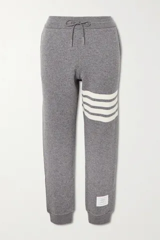 Thom Browne - Striped Cashmere-blend Track Pants - Gray