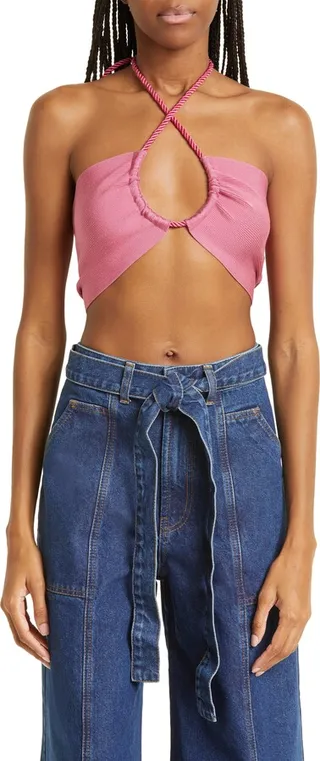 Cutout Knit Halter Top