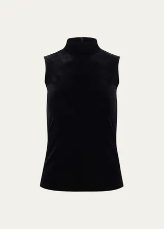 Carlissa Velvet Sleeveless Turtleneck Top