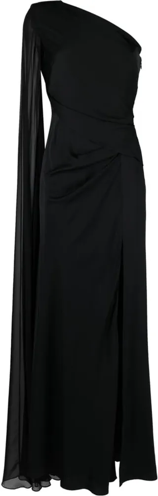 ROLAND MOURET- Asymmetric Silk Crepe Long Dress