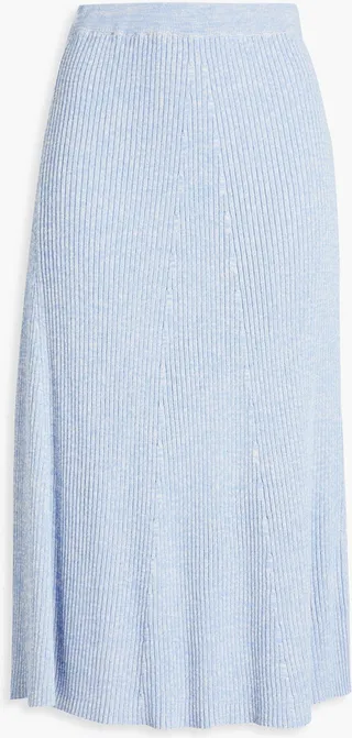 Bonnie mélange ribbed-knit midi skirt