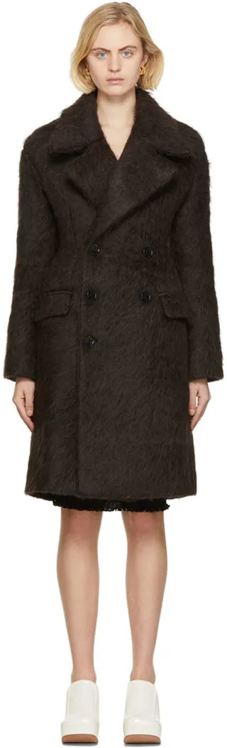Bottega Veneta Brown Brushed Alpaca Coat
