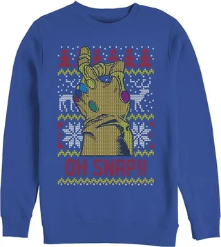 Men's Marvel Ugly Christmas Oh Snap Thanos Sweatshirt - Royal Blue - 3X Large