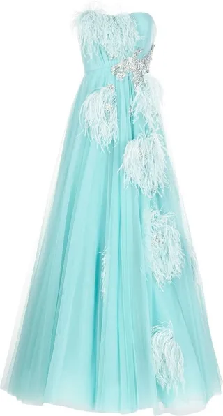 Feather-Detail Party Dress