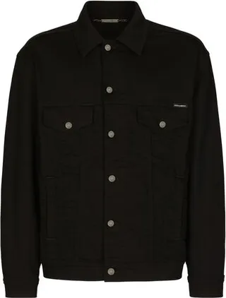 Black wash stretch denim jacket