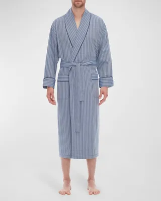 Men's Cotton Stripe Shawl Robe