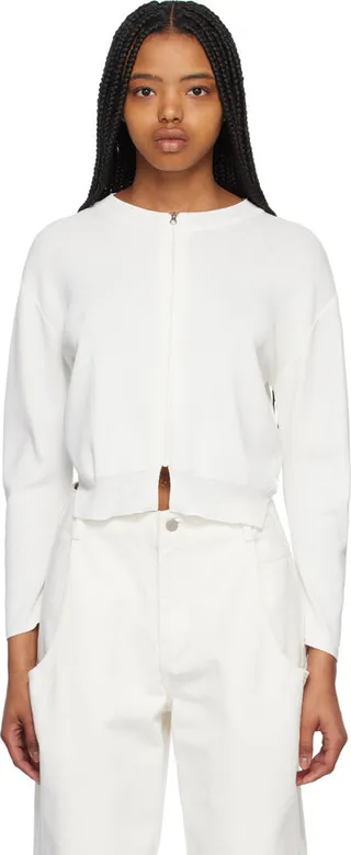 AMOMENTO White Back Cutout Cardigan