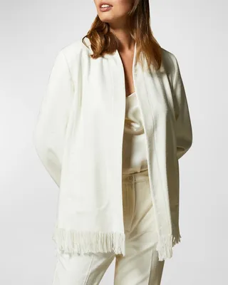 Plus Size Candela Open-Front Fringe-Trim Jacket
