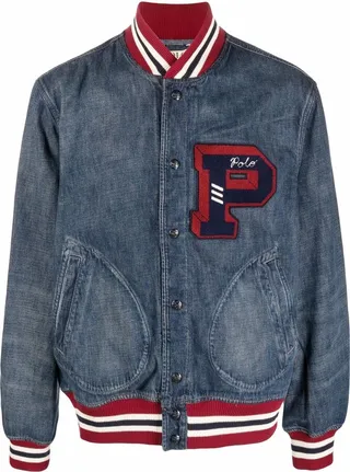Embroiered Logo Buttoned Bomber Jacket